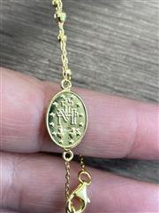 Gold Plated 925 Sterling Silver Diamond Cut Rosary Bracelet 7.5